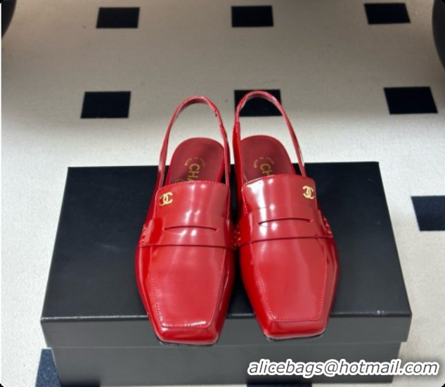 Buy Luxury Chanel Shiny Calfskin Slingbacks G47491 Burgundy 2026