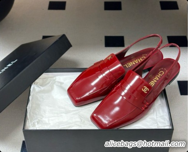 Buy Luxury Chanel Shiny Calfskin Slingbacks G47491 Burgundy 2026