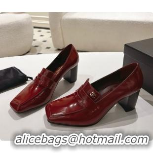 Big Discount Chanel Shiny Calfskin Pumps 8cm Heel CH081723 Burgundy 2026