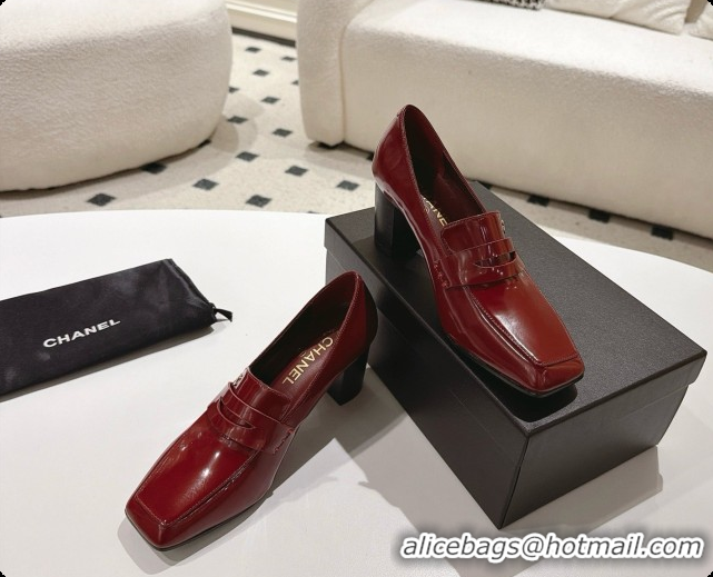 Big Discount Chanel Shiny Calfskin Pumps 8cm Heel CH081723 Burgundy 2026