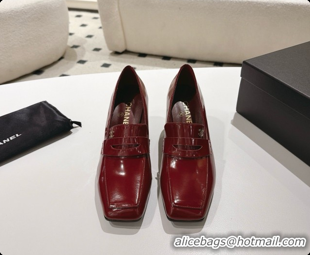 Big Discount Chanel Shiny Calfskin Pumps 8cm Heel CH081723 Burgundy 2026
