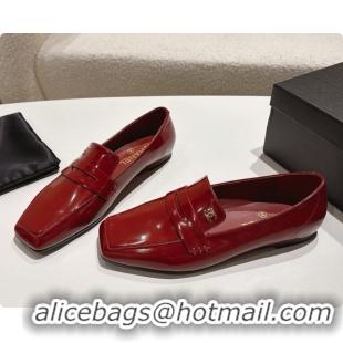 Shop Duplicate Chanel Shiny Calfskin Moccasins Loafers G47493 Burgundy 2026