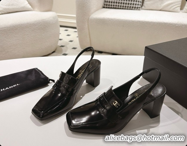 Grade Quality Chanel Shiny Calfskin Slingbacks 8cm Heel G47490 Black 2026