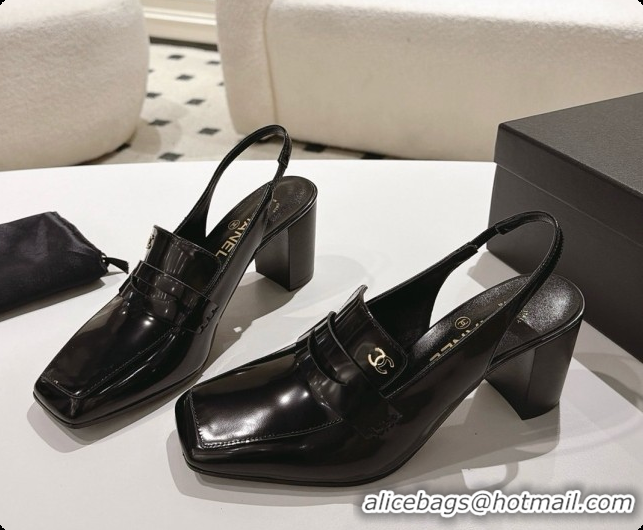 Grade Quality Chanel Shiny Calfskin Slingbacks 8cm Heel G47490 Black 2026