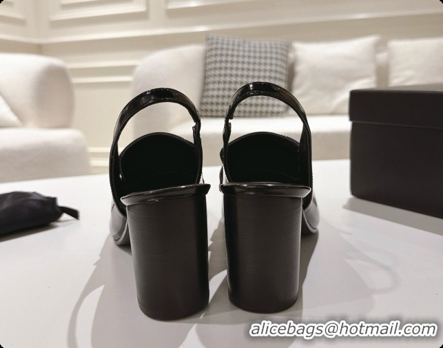 Grade Quality Chanel Shiny Calfskin Slingbacks 8cm Heel G47490 Black 2026