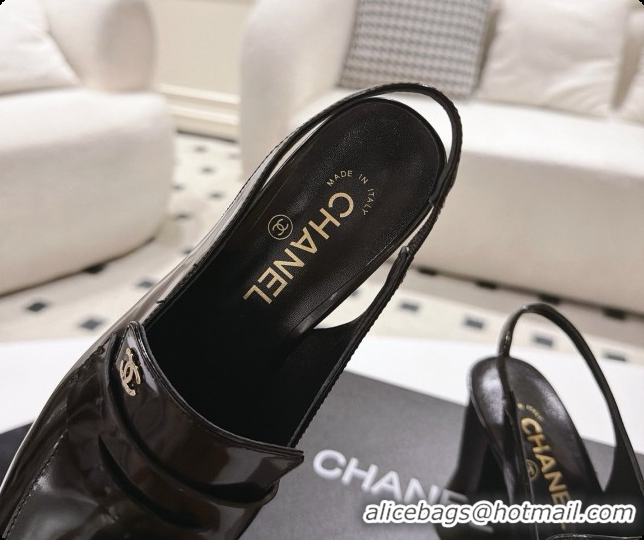 Grade Quality Chanel Shiny Calfskin Slingbacks 8cm Heel G47490 Black 2026
