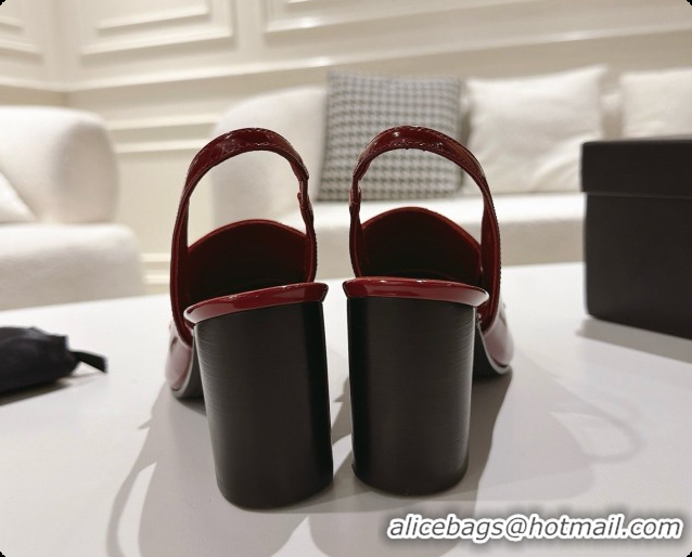 Top Design Chanel Shiny Calfskin Slingbacks 8cm Heel G47490 Burgundy 2026