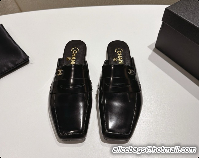 Perfect Chanel Shiny Calfskin Mules G47494 Black 2026