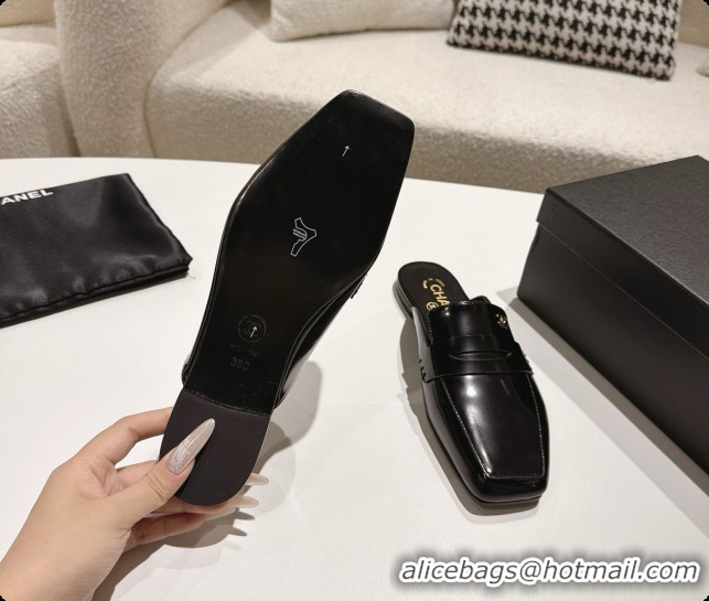 Perfect Chanel Shiny Calfskin Mules G47494 Black 2026