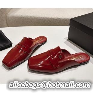Hot Style Chanel Shiny Calfskin Mules G47494 Burgundy 2026
