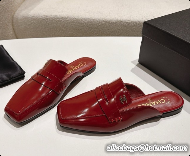 Hot Style Chanel Shiny Calfskin Mules G47494 Burgundy 2026