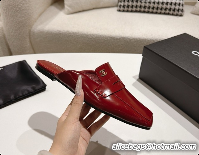Hot Style Chanel Shiny Calfskin Mules G47494 Burgundy 2026