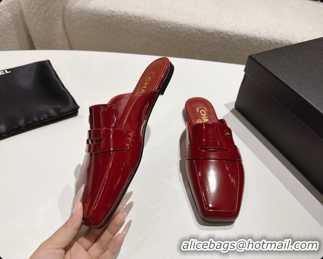 Hot Style Chanel Shiny Calfskin Mules G47494 Burgundy 2026