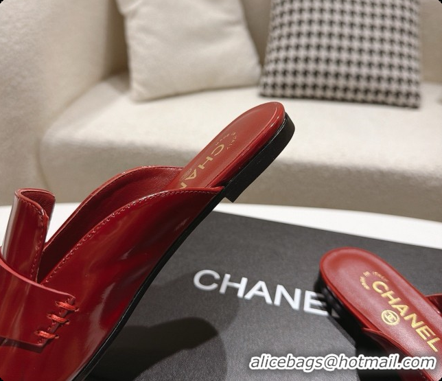 Hot Style Chanel Shiny Calfskin Mules G47494 Burgundy 2026