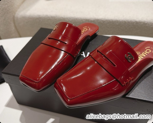 Hot Style Chanel Shiny Calfskin Mules G47494 Burgundy 2026