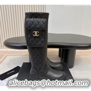 Unique Style Chanel Calfskin High Boots with Pocket CH081736 Black 2026