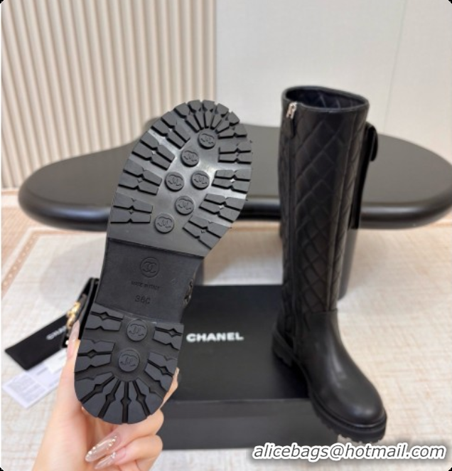Unique Style Chanel Calfskin High Boots with Pocket CH081736 Black 2026