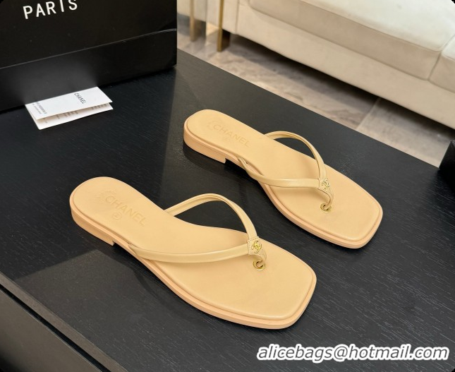 Buy New Cheap Chanel Goatskin Thongs Sandals G47319 Beige 2026