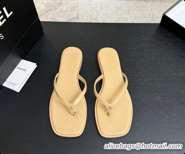 Buy New Cheap Chanel Goatskin Thongs Sandals G47319 Beige 2026