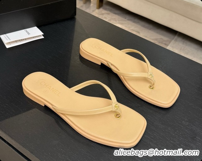 Buy New Cheap Chanel Goatskin Thongs Sandals G47319 Beige 2026