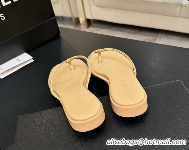 Buy New Cheap Chanel Goatskin Thongs Sandals G47319 Beige 2026
