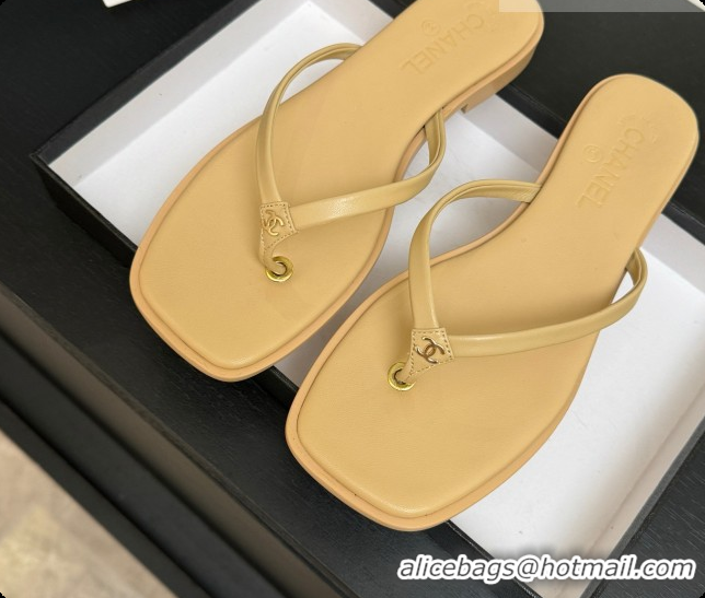 Buy New Cheap Chanel Goatskin Thongs Sandals G47319 Beige 2026