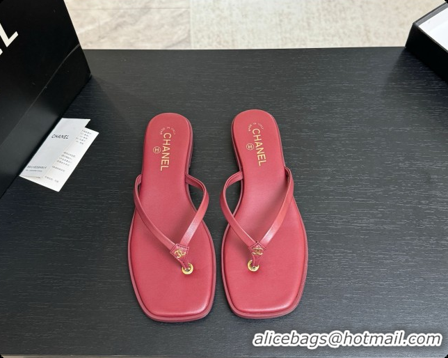 Most Popular Chanel Goatskin Thongs Sandals G47319 Burgundy 2026