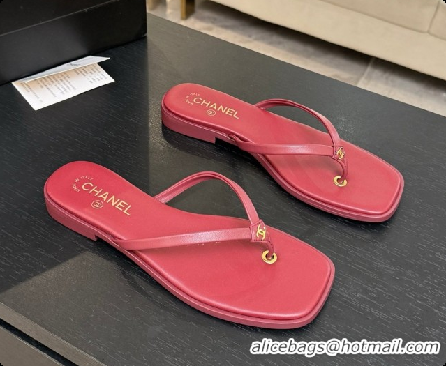 Most Popular Chanel Goatskin Thongs Sandals G47319 Burgundy 2026