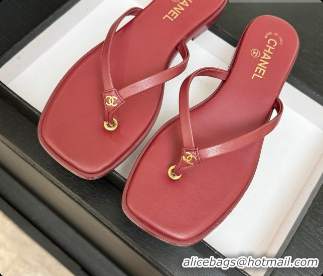 Most Popular Chanel Goatskin Thongs Sandals G47319 Burgundy 2026