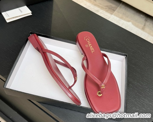 Most Popular Chanel Goatskin Thongs Sandals G47319 Burgundy 2026