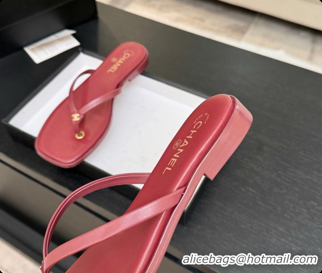 Most Popular Chanel Goatskin Thongs Sandals G47319 Burgundy 2026