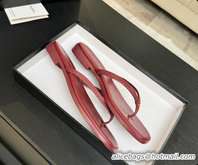 Most Popular Chanel Goatskin Thongs Sandals G47319 Burgundy 2026