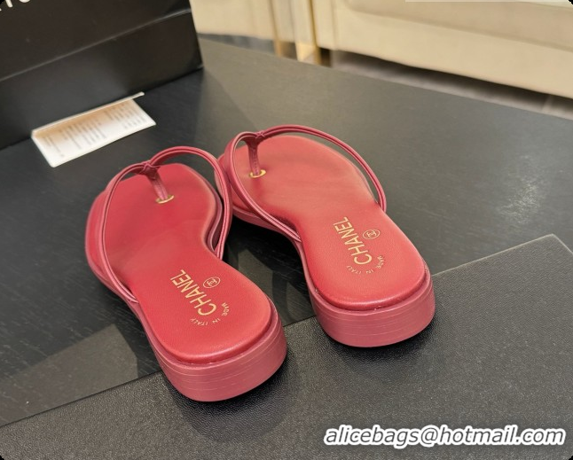 Most Popular Chanel Goatskin Thongs Sandals G47319 Burgundy 2026