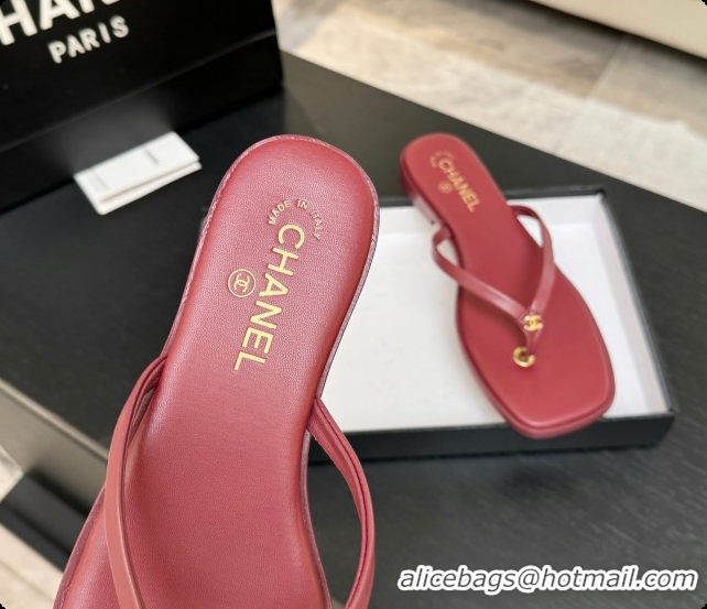 Most Popular Chanel Goatskin Thongs Sandals G47319 Burgundy 2026