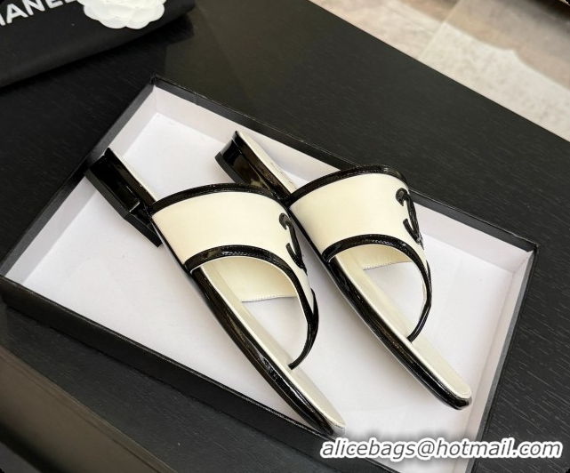 Classic Hot Chanel Lambskin & Patent Calfskin Thongs Sandals G47522 White 2026