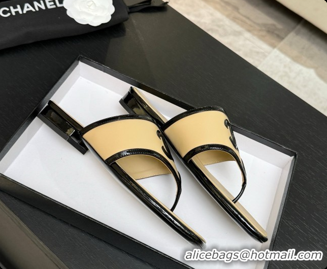 Unique Style Chanel Lambskin & Patent Calfskin Thongs Sandals G47522 Beige 2026