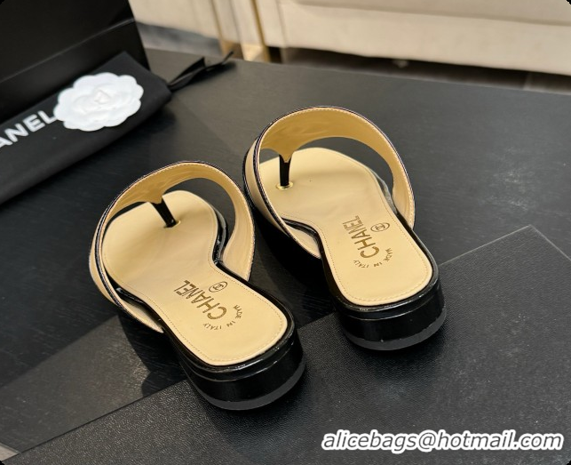 Unique Style Chanel Lambskin & Patent Calfskin Thongs Sandals G47522 Beige 2026