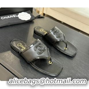 Good Looking Chanel Lambskin & Patent Calfskin Thongs Sandals G47522 Black 2026