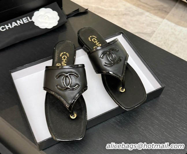 Good Looking Chanel Lambskin & Patent Calfskin Thongs Sandals G47522 Black 2026