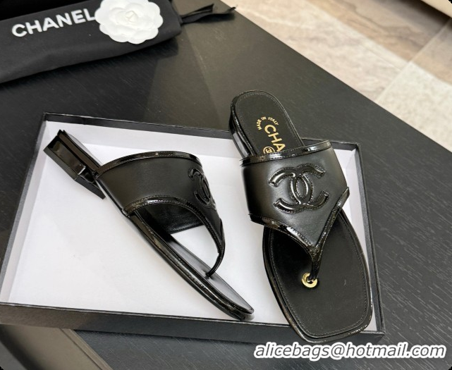 Good Looking Chanel Lambskin & Patent Calfskin Thongs Sandals G47522 Black 2026