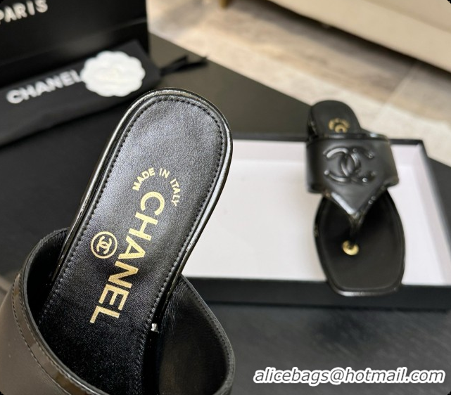 Good Looking Chanel Lambskin & Patent Calfskin Thongs Sandals G47522 Black 2026