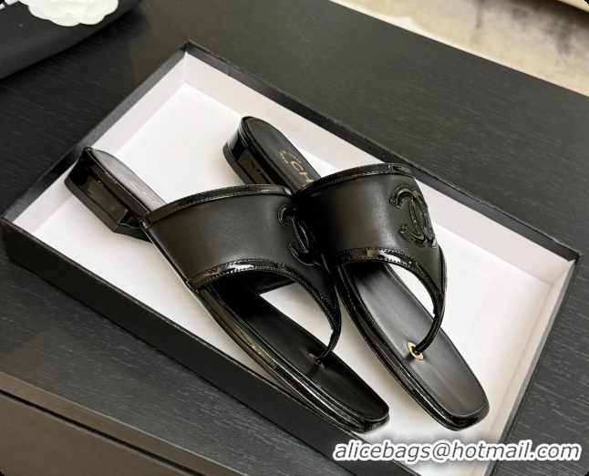 Good Looking Chanel Lambskin & Patent Calfskin Thongs Sandals G47522 Black 2026