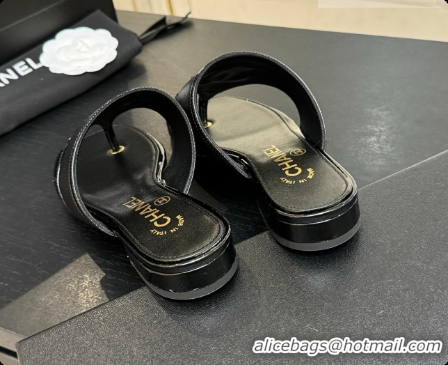 Good Looking Chanel Lambskin & Patent Calfskin Thongs Sandals G47522 Black 2026