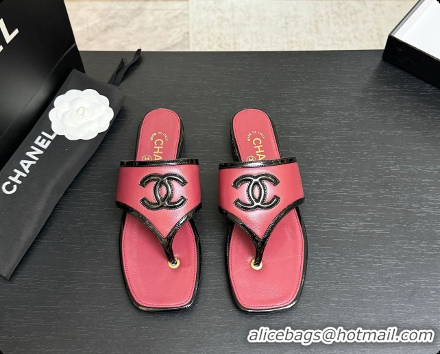 Buy Luxury Chanel Lambskin & Patent Calfskin Thongs Sandals G47522 Burgundy 2026