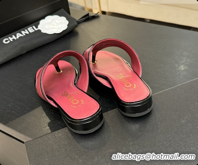 Buy Luxury Chanel Lambskin & Patent Calfskin Thongs Sandals G47522 Burgundy 2026