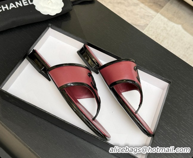 Buy Luxury Chanel Lambskin & Patent Calfskin Thongs Sandals G47522 Burgundy 2026