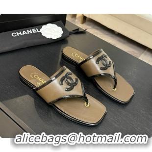 Best Product Chanel Lambskin & Patent Calfskin Thongs Sandals G47522 Khaki Green 2026