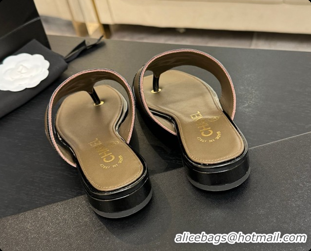 Best Product Chanel Lambskin & Patent Calfskin Thongs Sandals G47522 Khaki Green 2026