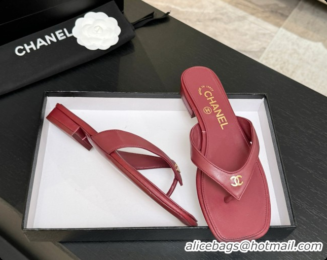 Best Grade Chanel Lambskin Thongs Sandals G47481 Burgundy 2026