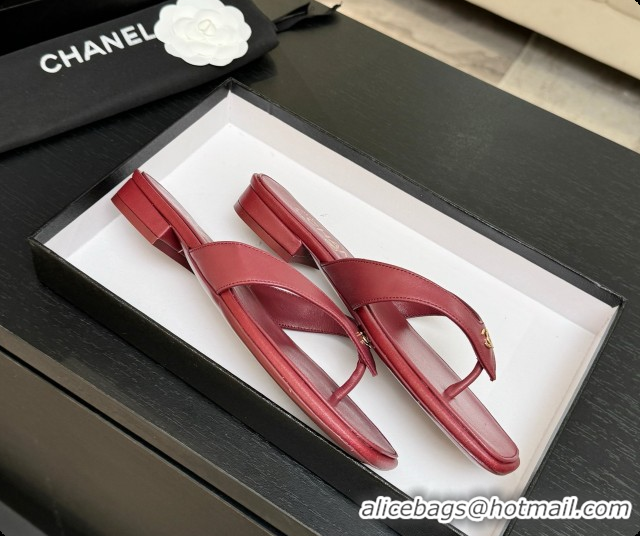 Best Grade Chanel Lambskin Thongs Sandals G47481 Burgundy 2026
